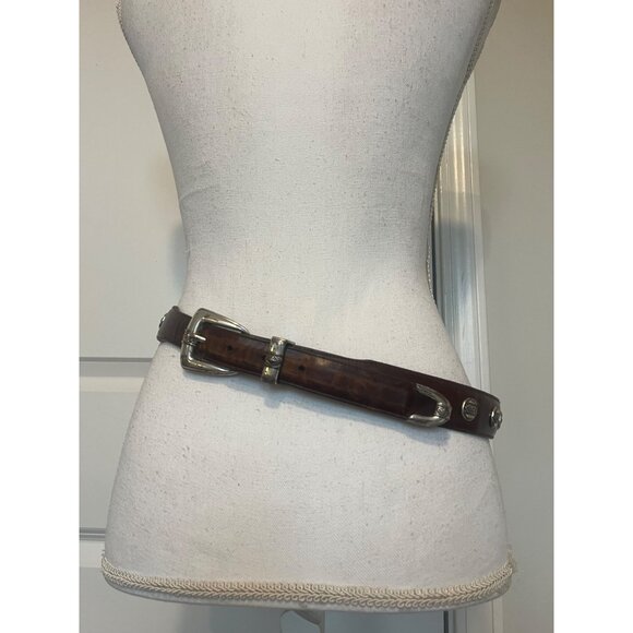 Vintage Nocona Genuine Leather Belt Western Conchos & Buckle 34" Brown - Picture 4 of 8